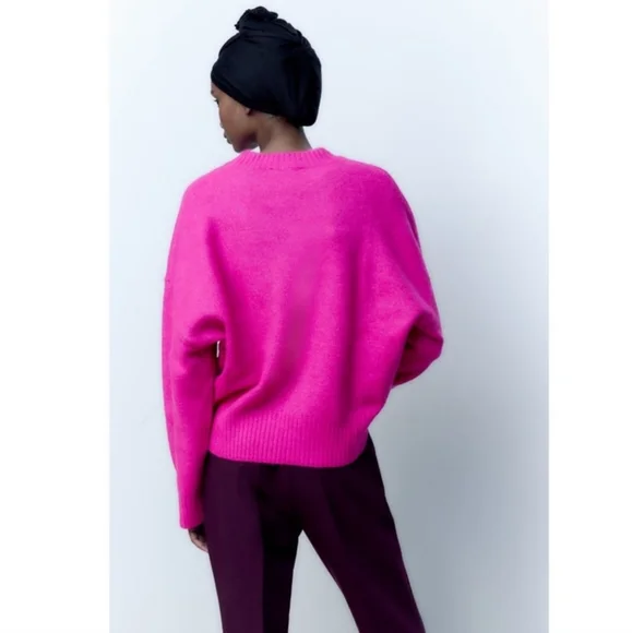 Zara Fuchsia Pullover Sweater Sz SMALL - Picture 2 of 12